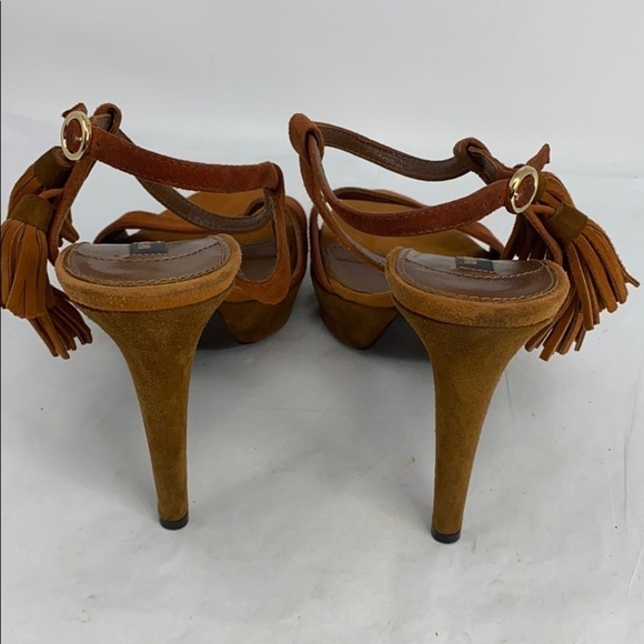 Sergio Rossi Sz 39.5 Suede Brown/Rust High Heels - Picture 9 of 14